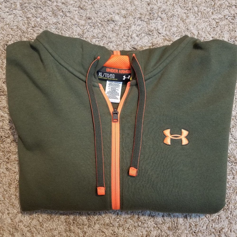 Green and orange under armor / armour hoodie